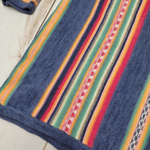 Chaps multicolor striped rainbow sweater Aztec southwestern cotton blend petite - Picture 7 of 8
